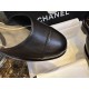 Chanel Genuine Sheepskin Black and Gold Mary Jane Lace-Up Shoes