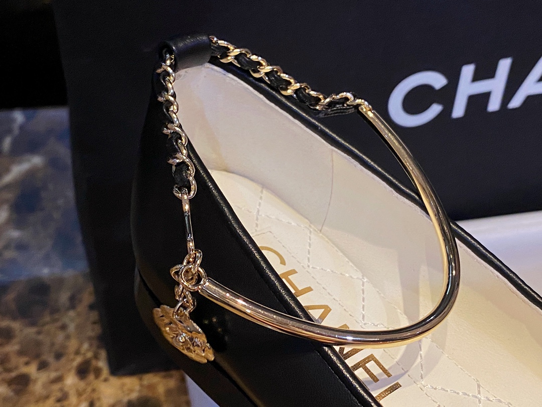 Chanel Glossy Black Chain Mary Jane - Imported Lamb Leather Upper with Ultra-Black Shine, Exquisite Lamb Leather Lining