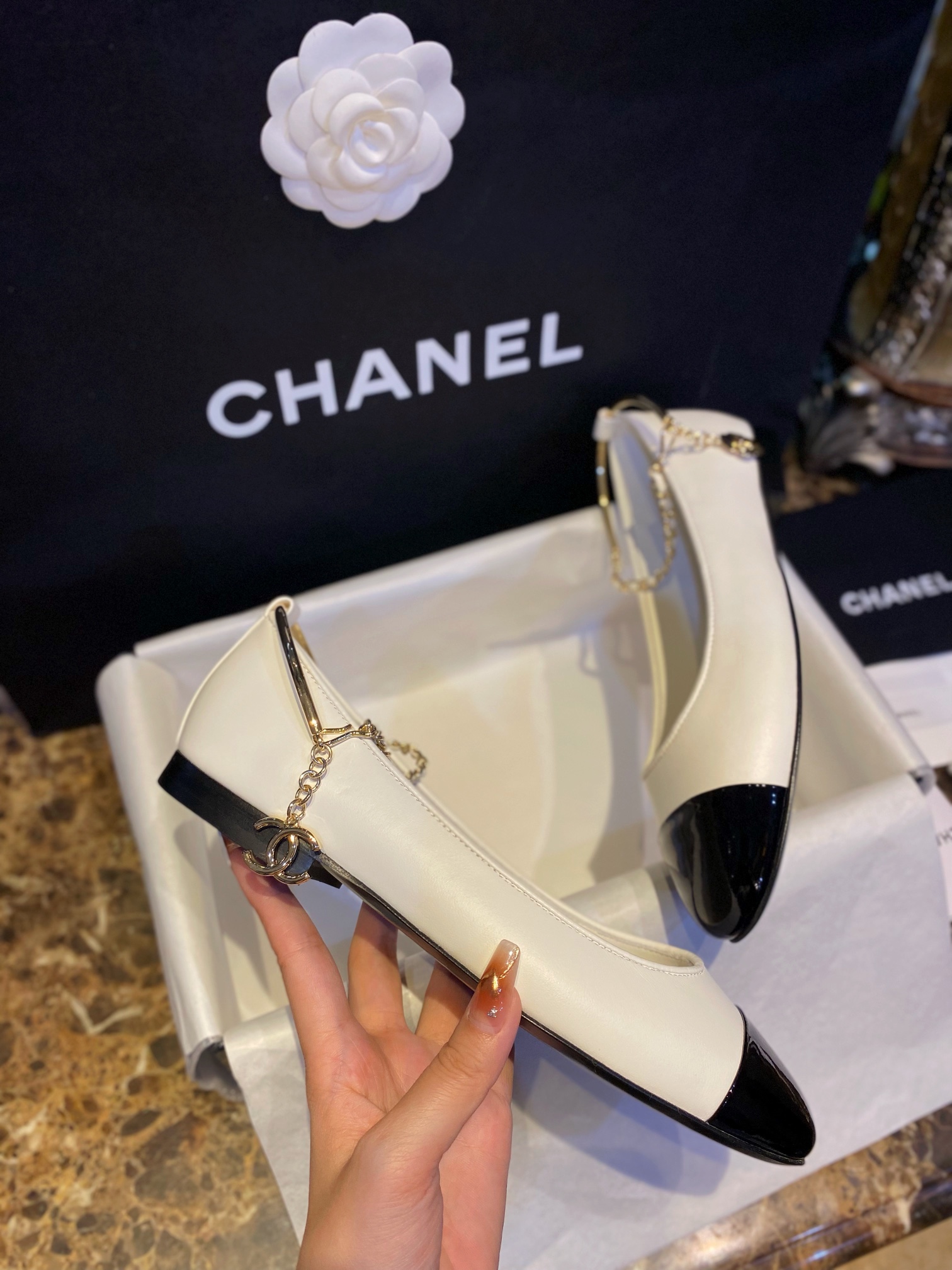 Chanel White Chain Mary Jane