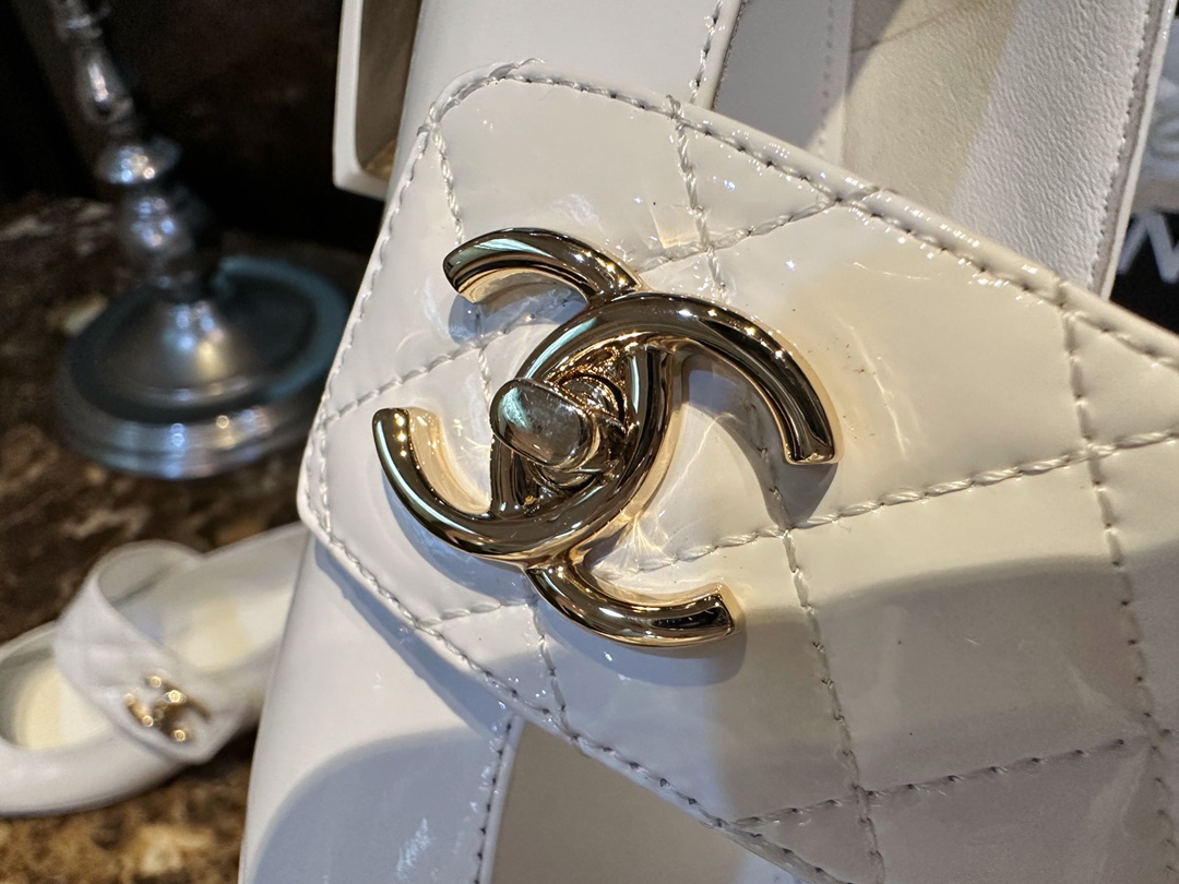 Chanel Bookbag Buckle Gold Heel Mary Jane