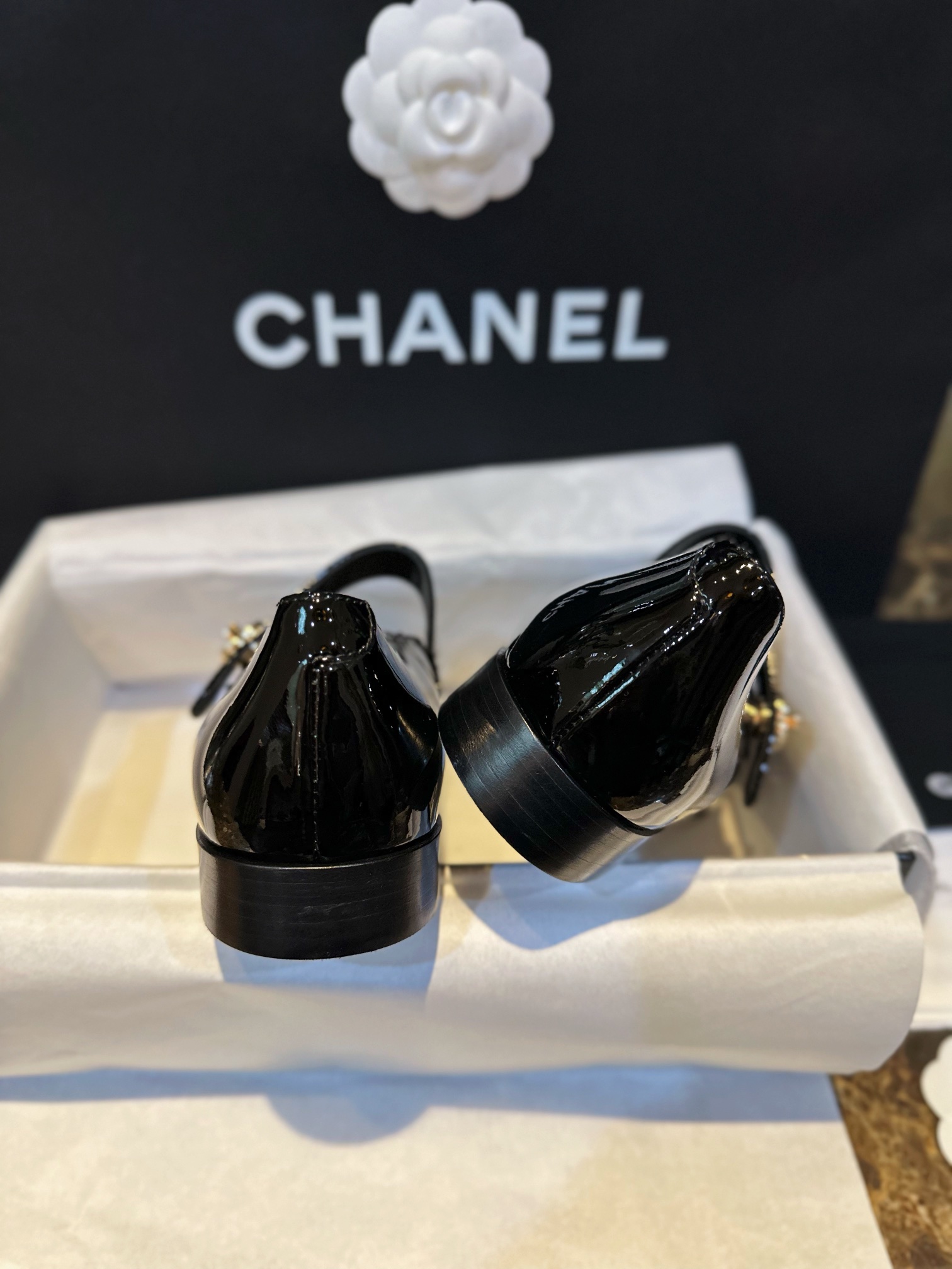 Chanel Black Patent Leather Mary Jane - Super Classic Bookbag Clasp, Imported Calf Patent Leather ➕ Full-Rounded Toe, Soft Lamb Leather Lining ➕ 2cm Heel Height