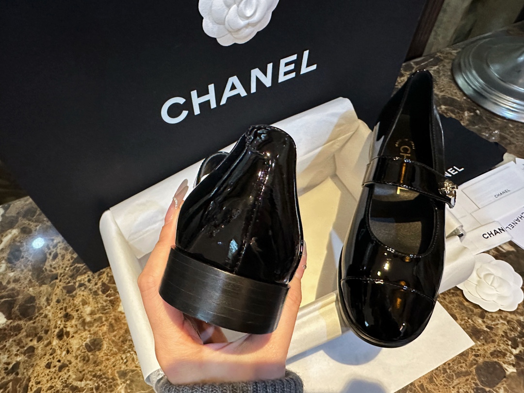 Chanel Black Patent Leather Mary Jane - Super Classic Bookbag Clasp, Imported Calf Patent Leather ➕ Full-Rounded Toe, Soft Lamb Leather Lining ➕ 2cm Heel Height