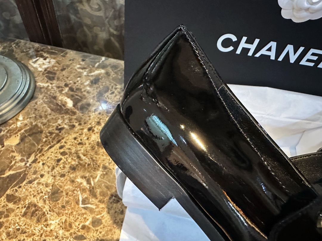 Chanel Black Patent Leather Mary Jane - Super Classic Bookbag Clasp, Imported Calf Patent Leather ➕ Full-Rounded Toe, Soft Lamb Leather Lining ➕ 2cm Heel Height