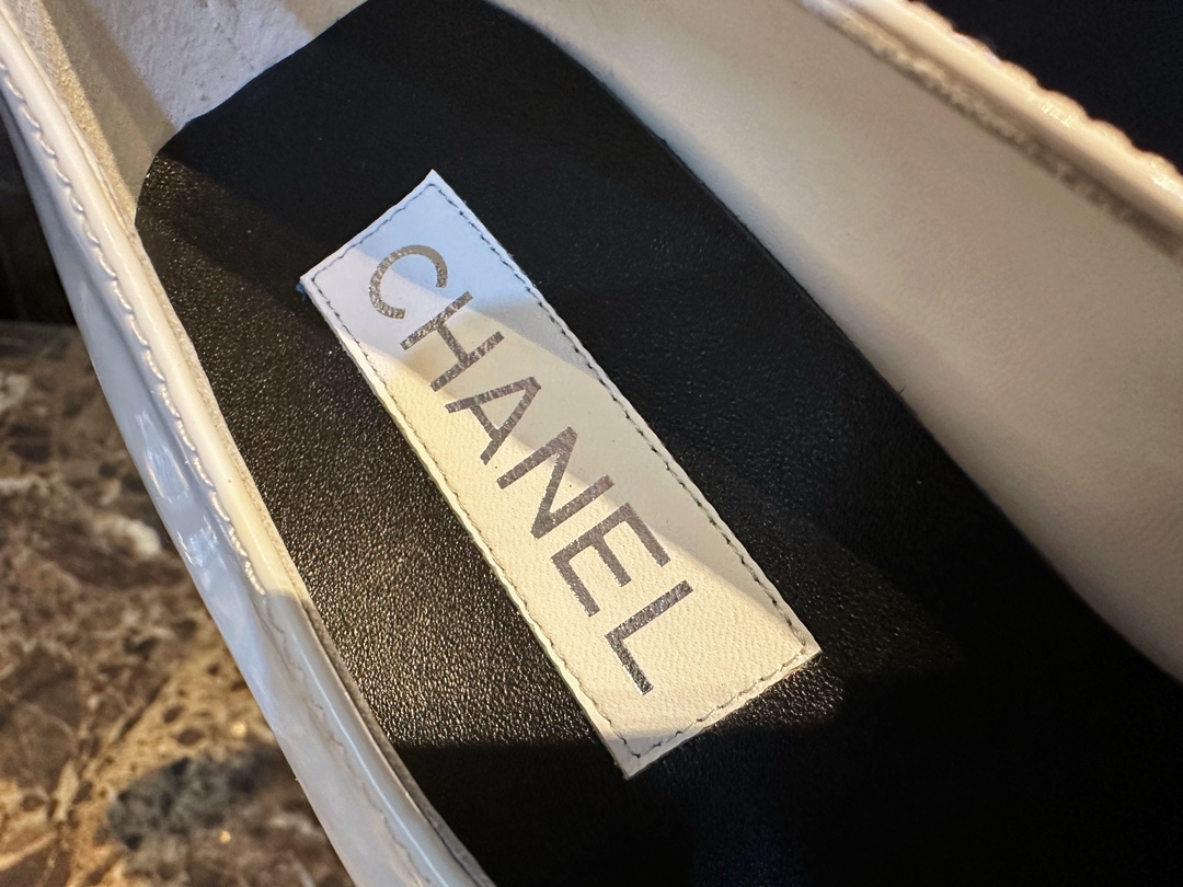 Chanel White Patent Leather Mary Jane - Black and White Calf Patent Leather Material Adds a Youthful Vibe