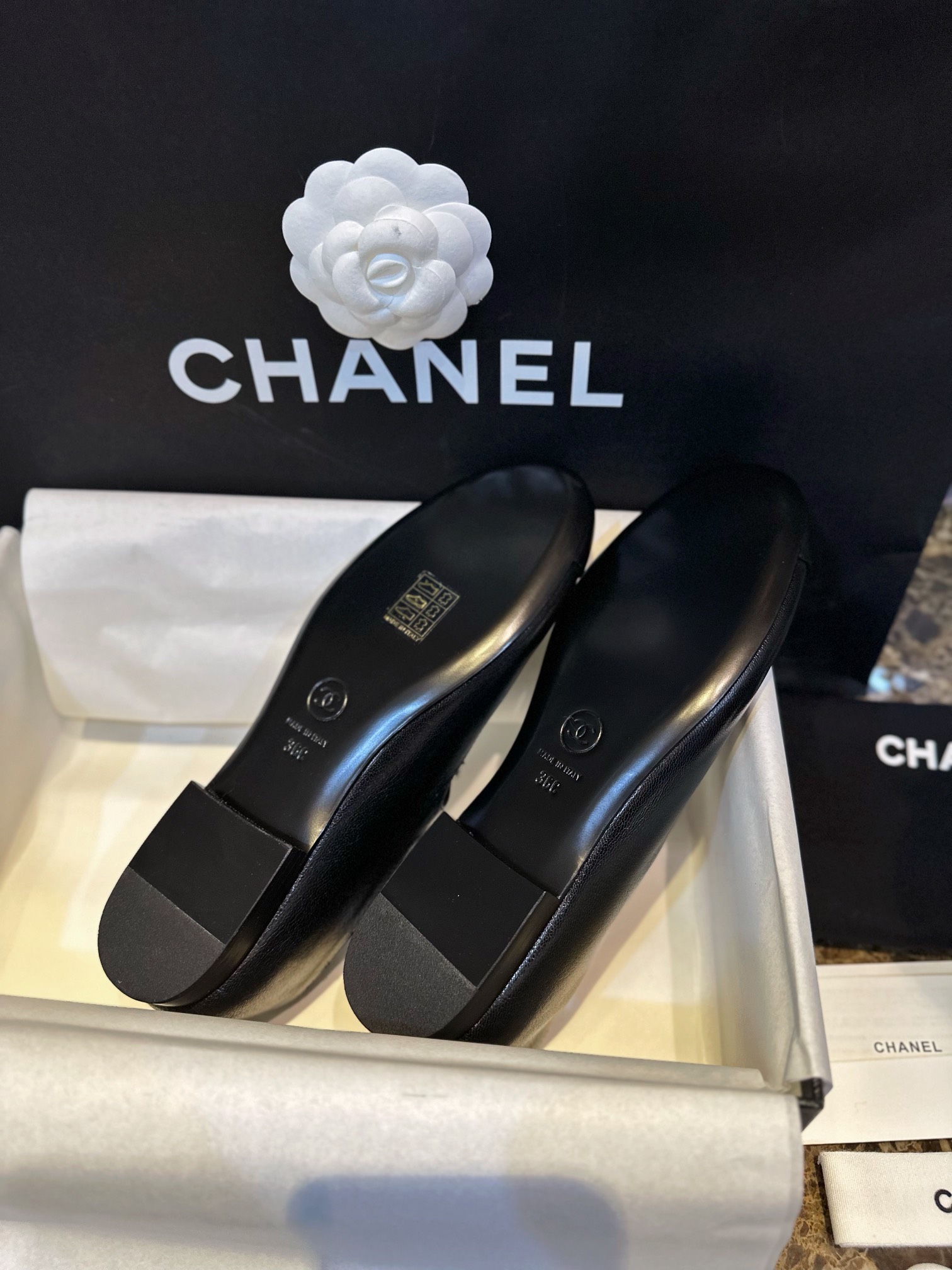 Chanel Double Strap Rhinestone Mary Janes - Black Pine Goat Leather Combined with Fine Lamb Leather