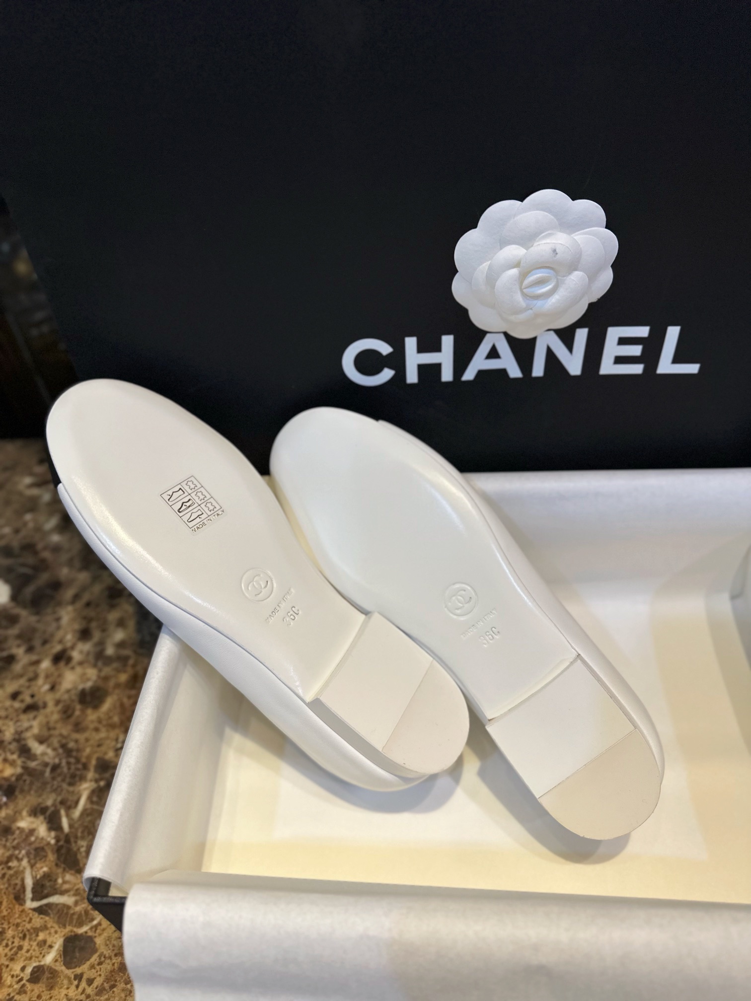 Chanel Black and White Double Strap Rhinestone Mary Janes, Black and White Goat Leather with White Genuine Leather Sole