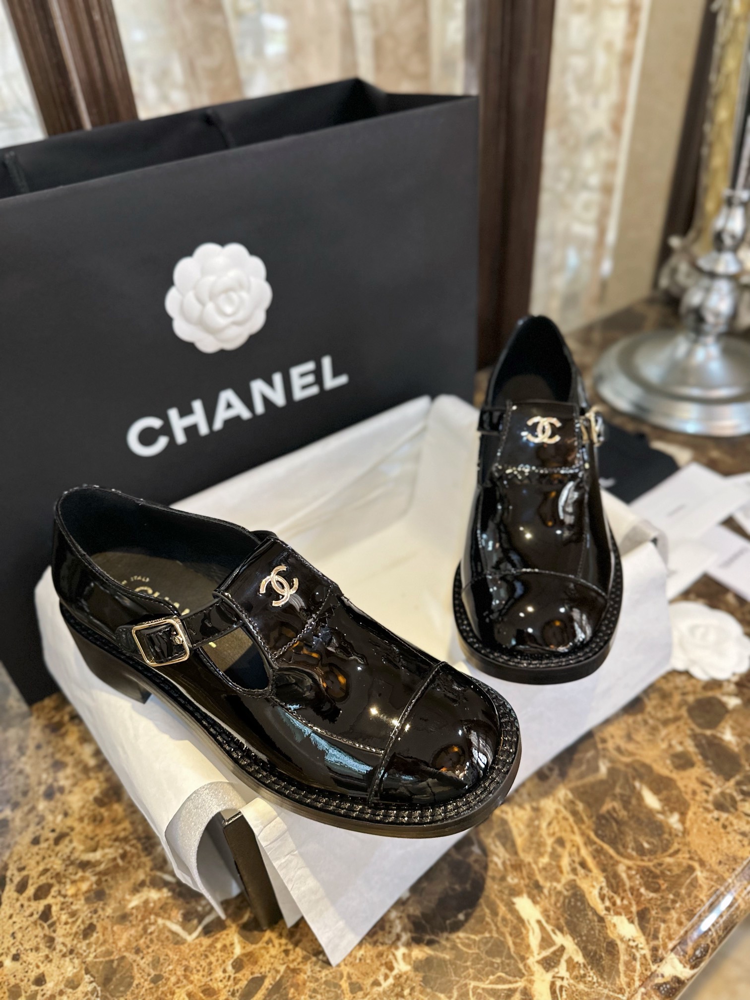 Chanel Chunky Sole Big Head Mary Janes - Super Cute Mary Jane Silhouette ➕ Vintage High Gloss Patent Leather, Adorable Round Toe Design, Versatile Design with T-Strap Style for Comfort, Leg-Lengthening Style Guaranteed