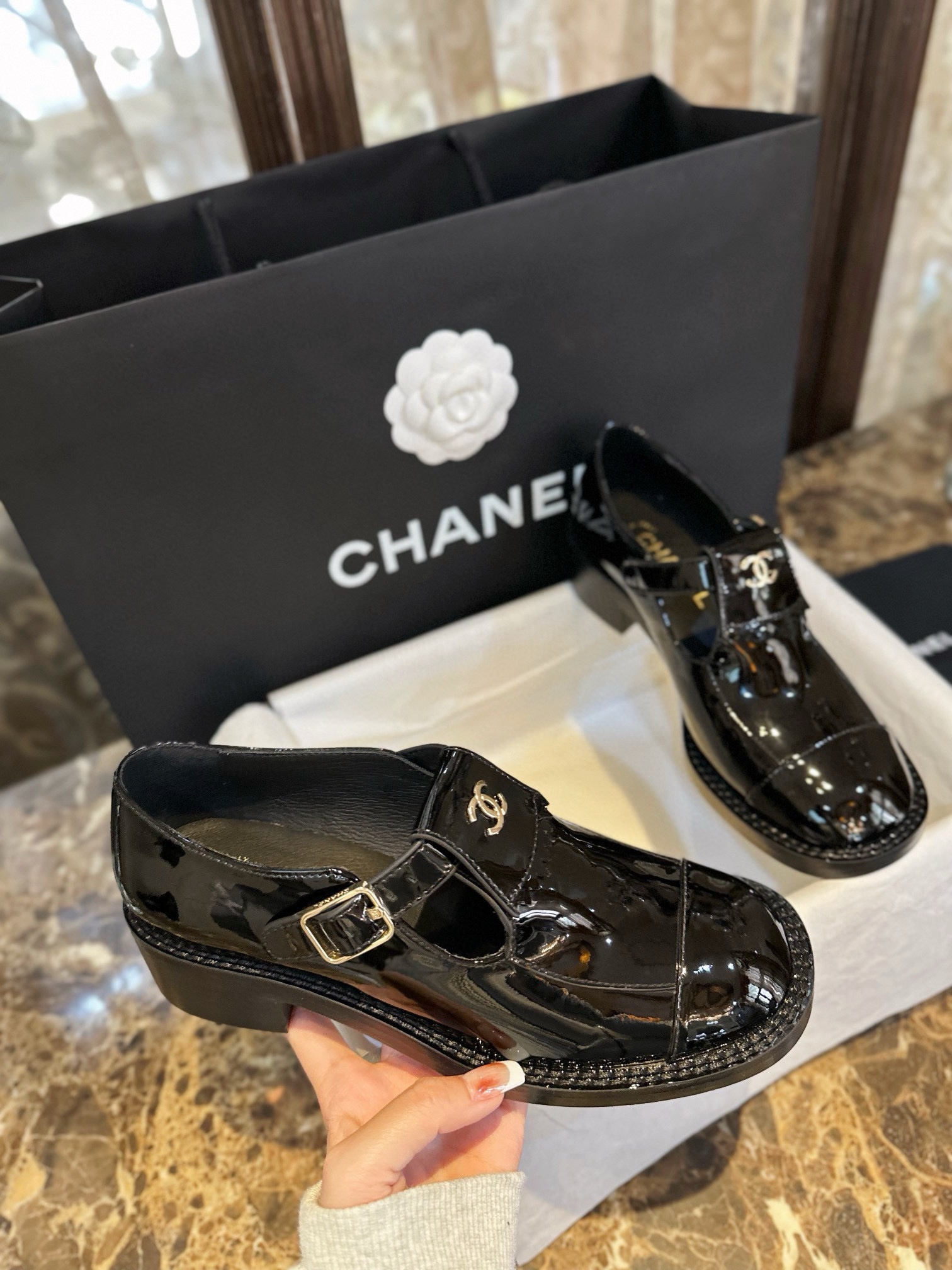 Chanel Chunky Sole Big Head Mary Janes - Super Cute Mary Jane Silhouette ➕ Vintage High Gloss Patent Leather, Adorable Round Toe Design, Versatile Design with T-Strap Style for Comfort, Leg-Lengthening Style Guaranteed