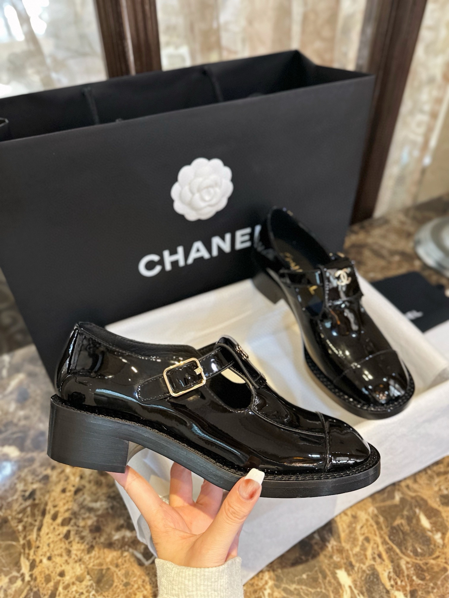 Chanel Chunky Sole Big Head Mary Janes - Super Cute Mary Jane Silhouette ➕ Vintage High Gloss Patent Leather, Adorable Round Toe Design, Versatile Design with T-Strap Style for Comfort, Leg-Lengthening Style Guaranteed