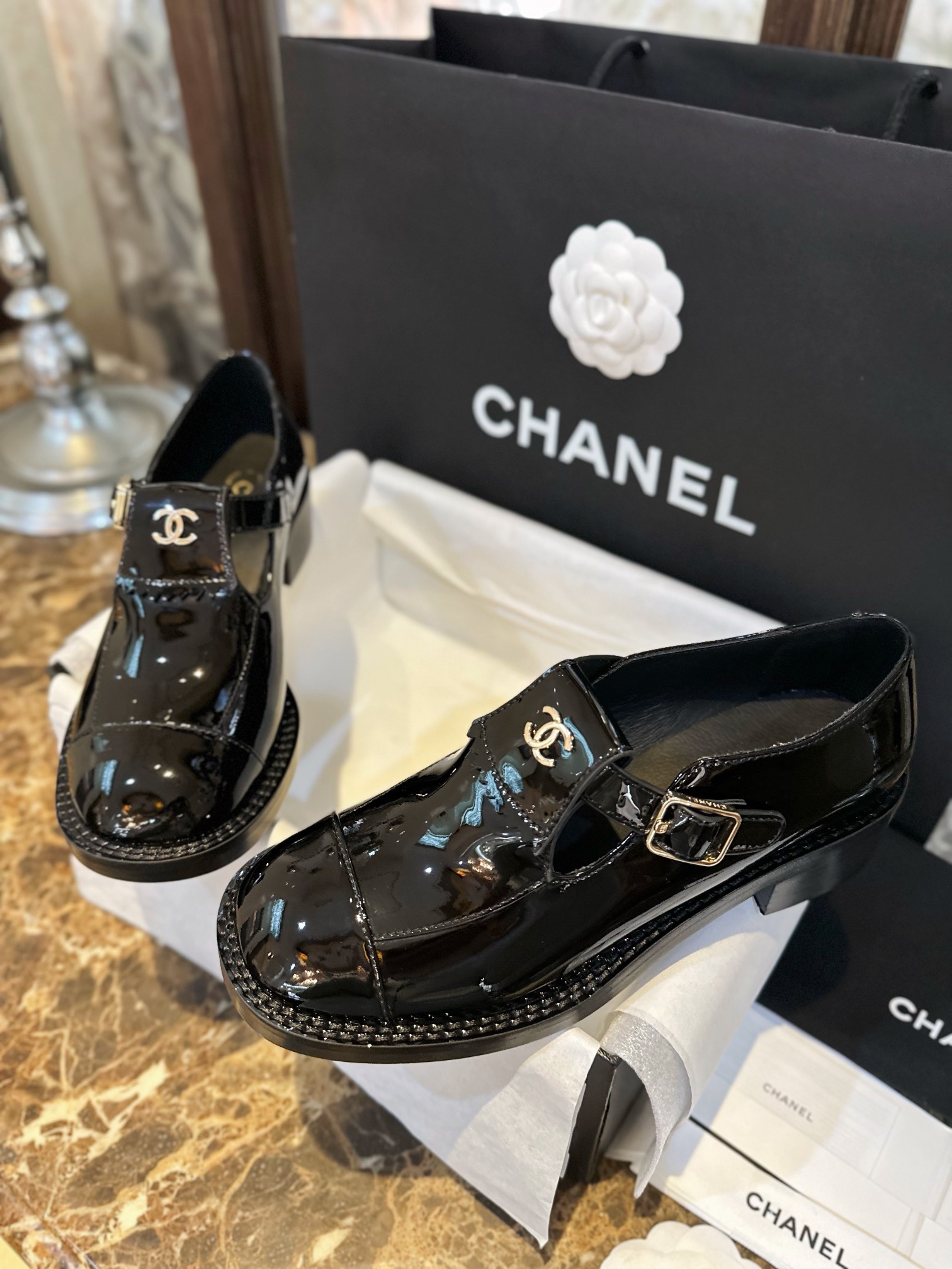 Chanel Chunky Sole Big Head Mary Janes - Super Cute Mary Jane Silhouette ➕ Vintage High Gloss Patent Leather, Adorable Round Toe Design, Versatile Design with T-Strap Style for Comfort, Leg-Lengthening Style Guaranteed