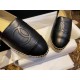 Chanel Black Sheepskin Espadrilles Shoes