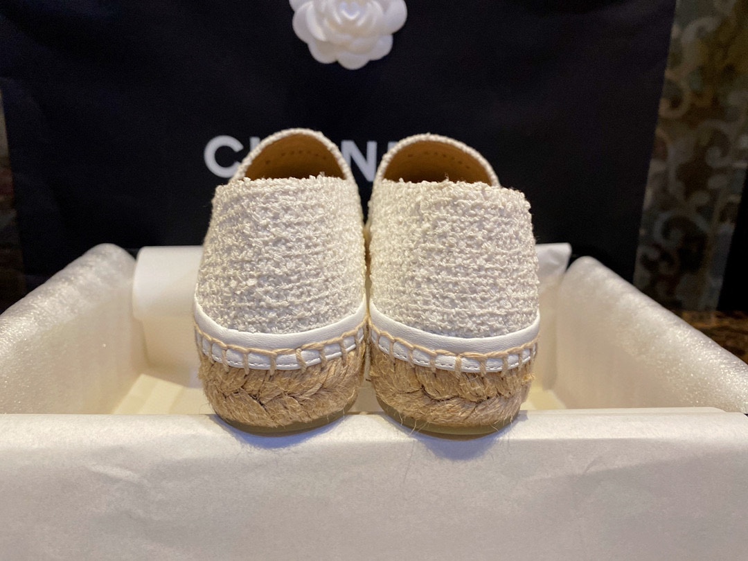 Chanel Chunky Tweed with Sheepskin Trim Espadrilles Shoes - Customized with Ultra-Soft Sheepskin Lining for Exceptional Comfor