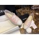 Chanel Sheepskin and Pink White Tweed Espadrilles Shoes