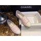 Chanel Sheepskin and Pink White Tweed Espadrilles Shoes