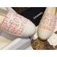 Chanel Sheepskin and Pink White Tweed Espadrilles Shoes