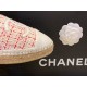 Chanel Sheepskin and Pink White Tweed Espadrilles Shoes