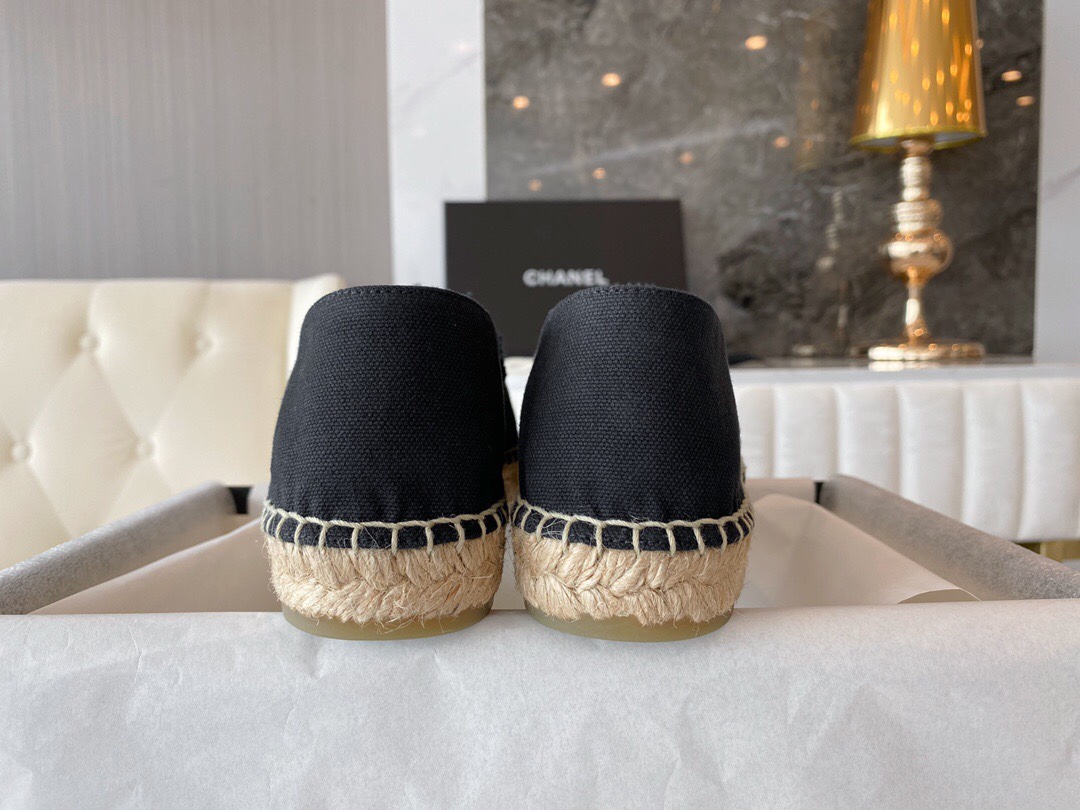 Chanel Black and Grey Espadrilles Fisherman Shoes