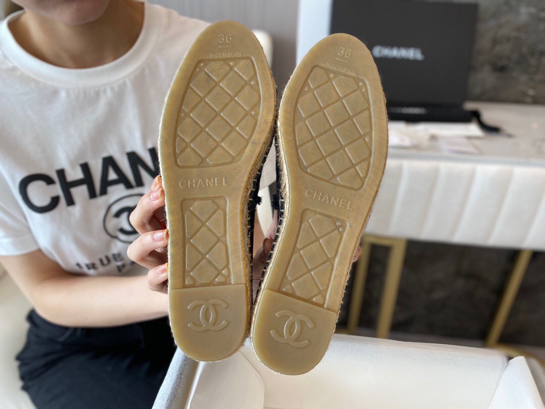 Chanel Black and Grey Espadrilles Fisherman Shoes