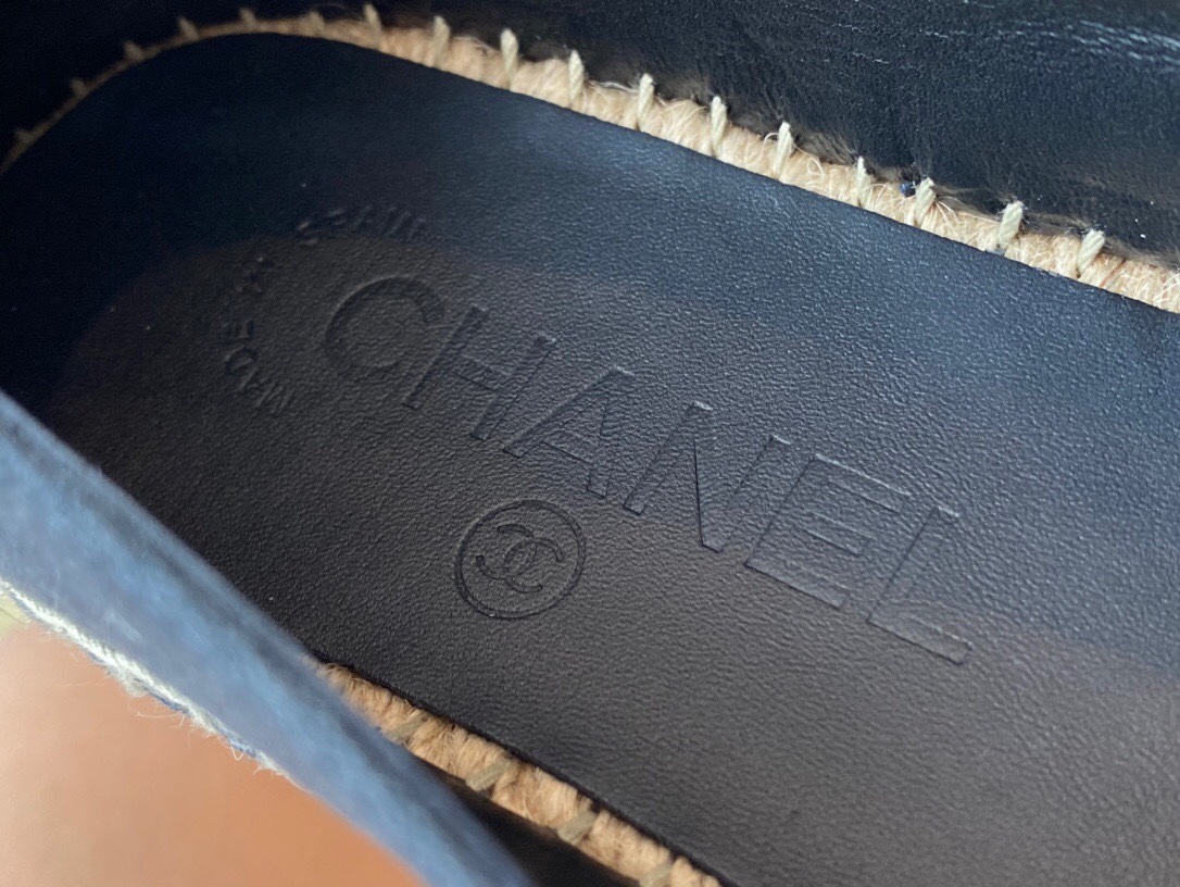 Chanel Black and Grey Espadrilles Fisherman Shoes