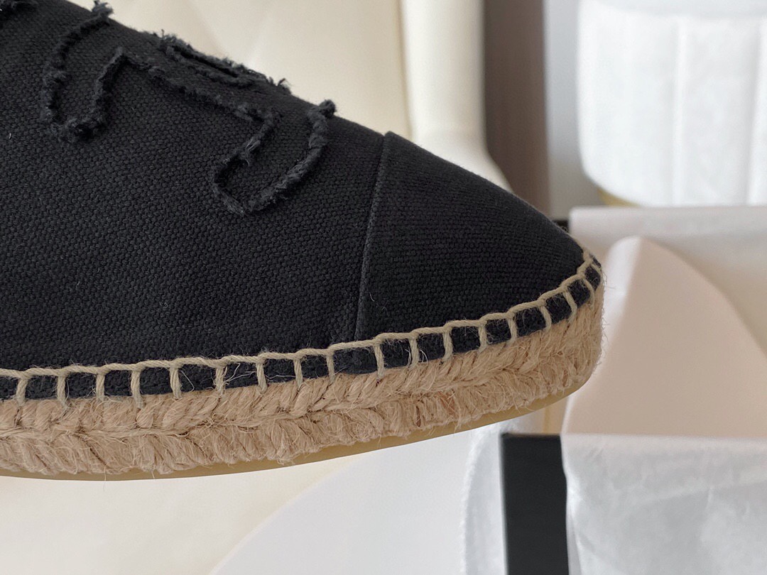 Chanel Black and Grey Espadrilles Fisherman Shoes