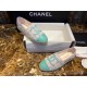 Chanel Sheepskin and Pink Green Tweed Half-Loafer Espadrilles Shoes