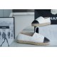 Chanel Black and White Sheepskin Espadrilles Shoes