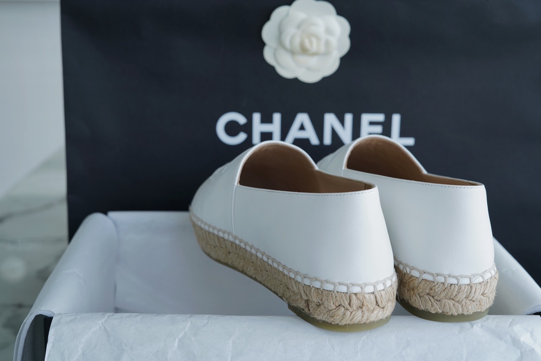 Chanel Black and White Sheepskin Espadrilles Shoes