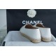 Chanel Black and White Sheepskin Espadrilles Shoes