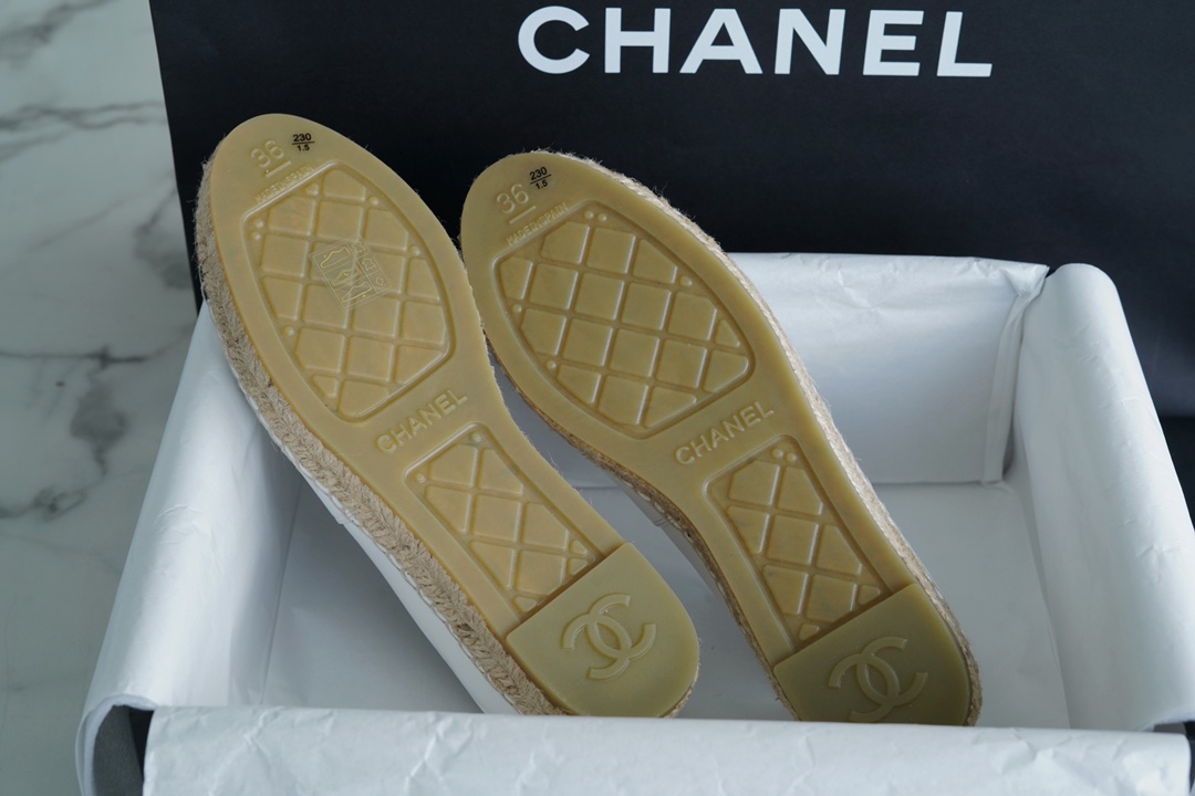 Chanel Black and White Sheepskin Espadrilles Shoes