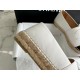 Chanel Black and White Sheepskin Espadrilles Shoes