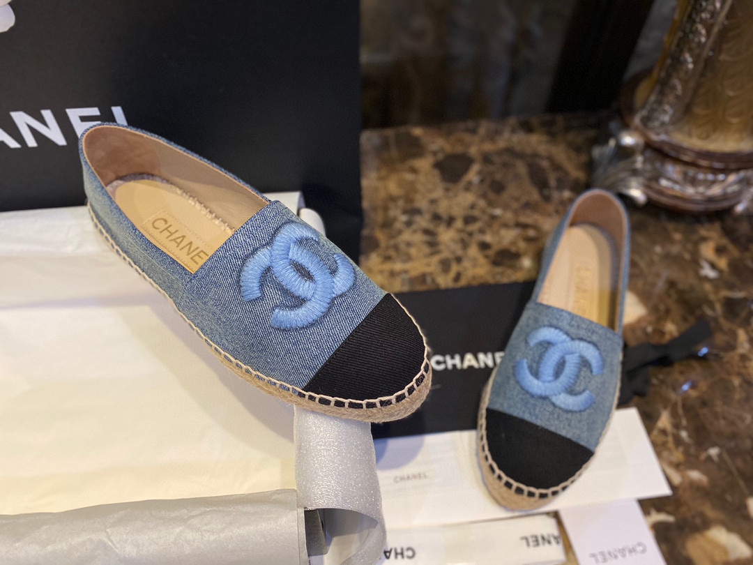 Chanel Blue Denim Espadrilles Shoes