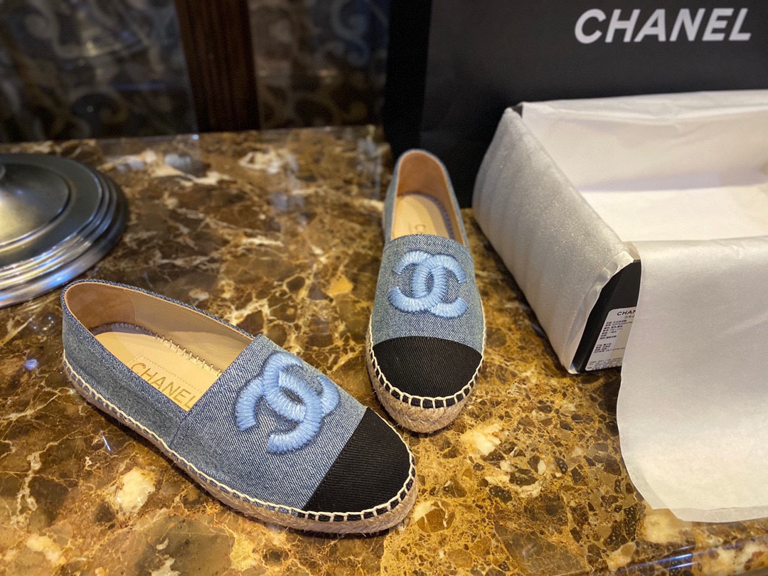 Chanel Blue Denim Espadrilles Shoes