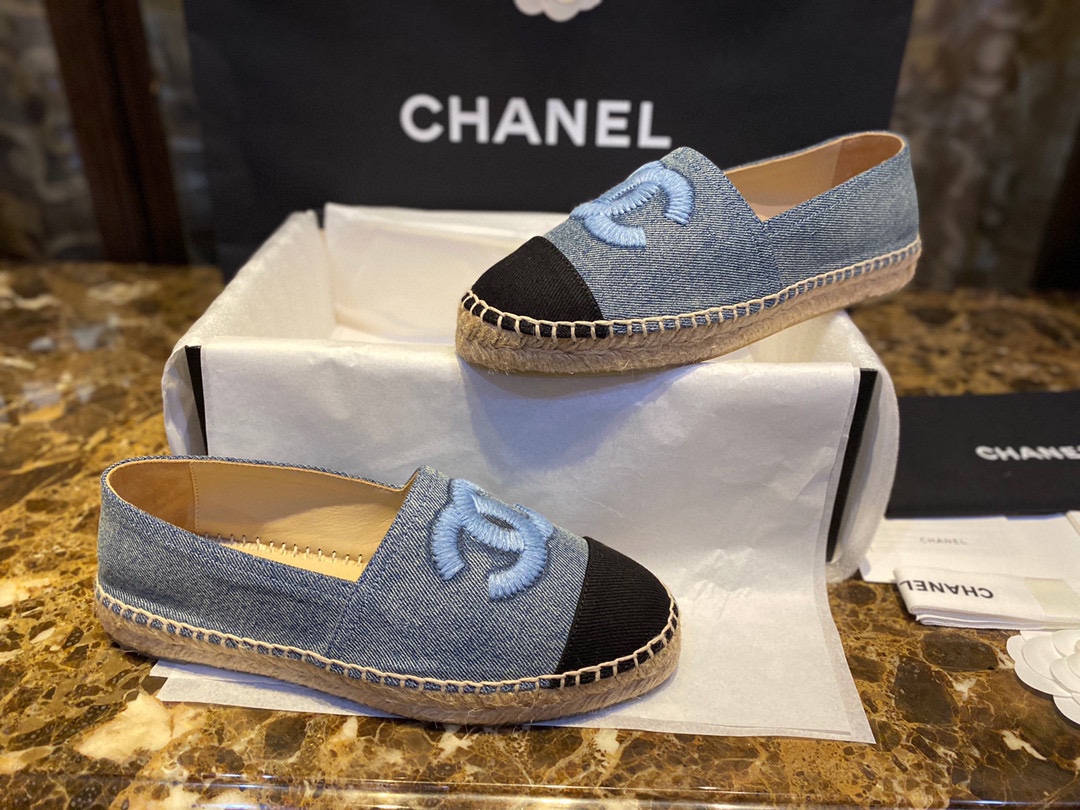 Chanel Blue Denim Espadrilles Shoes