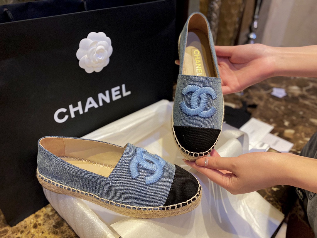 Chanel Blue Denim Espadrilles Shoes