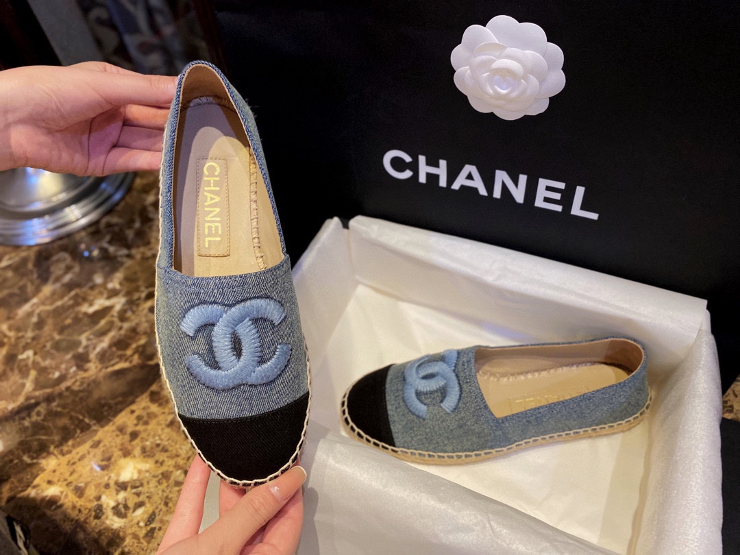 Chanel Blue Denim Espadrilles Shoes