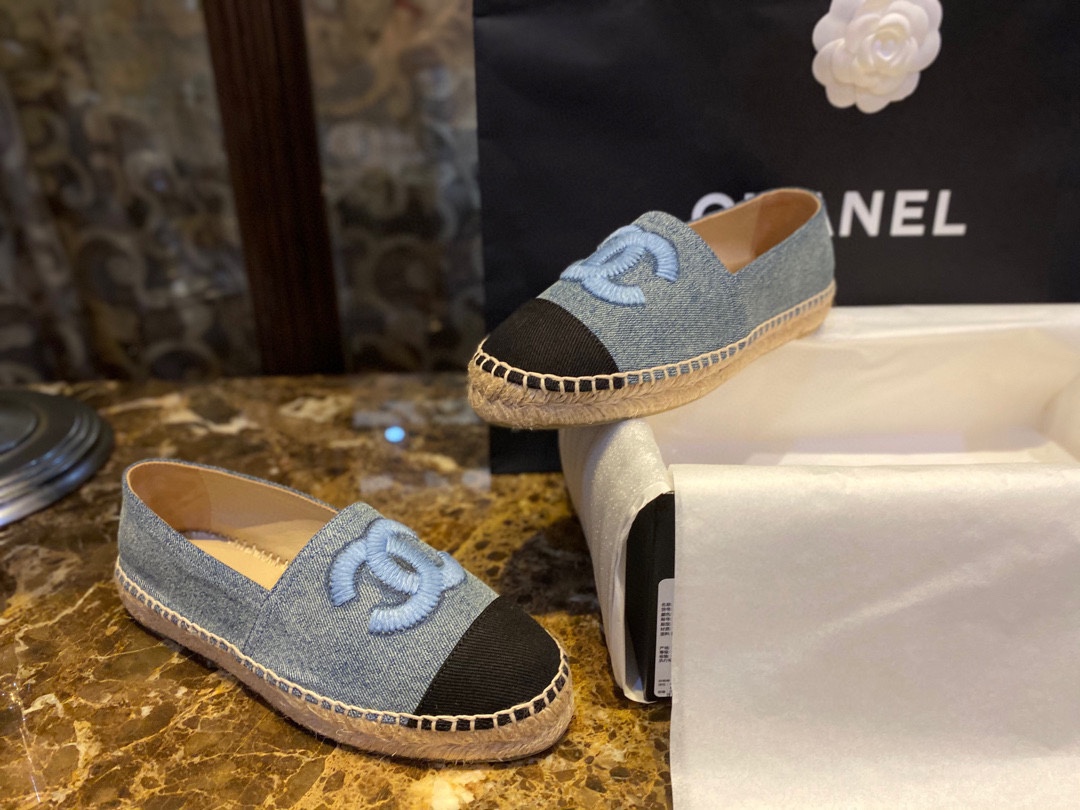 Chanel Blue Denim Espadrilles Shoes