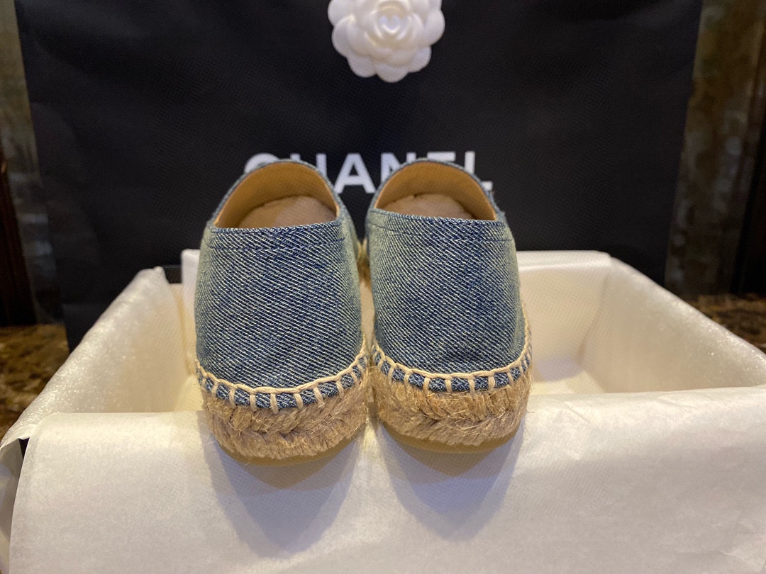 Chanel Blue Denim Espadrilles Shoes