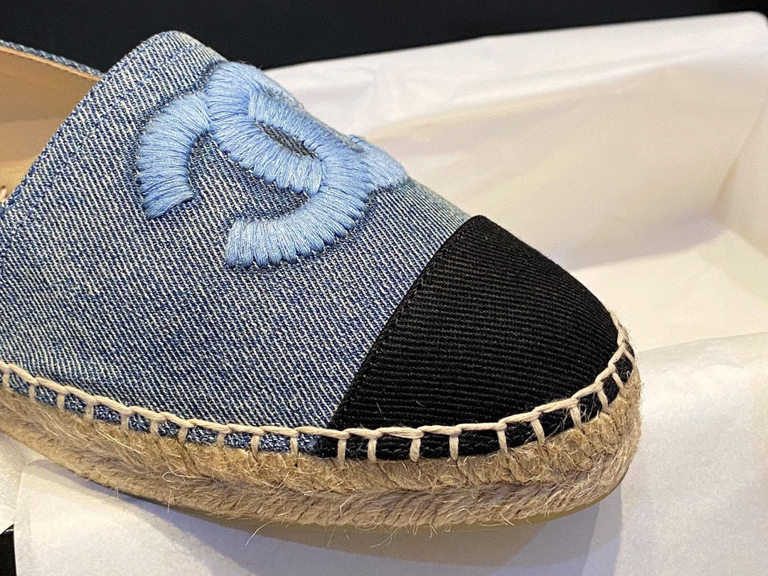 Chanel Blue Denim Espadrilles Shoes