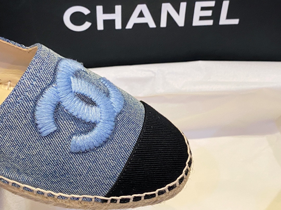 Chanel Blue Denim Espadrilles Shoes