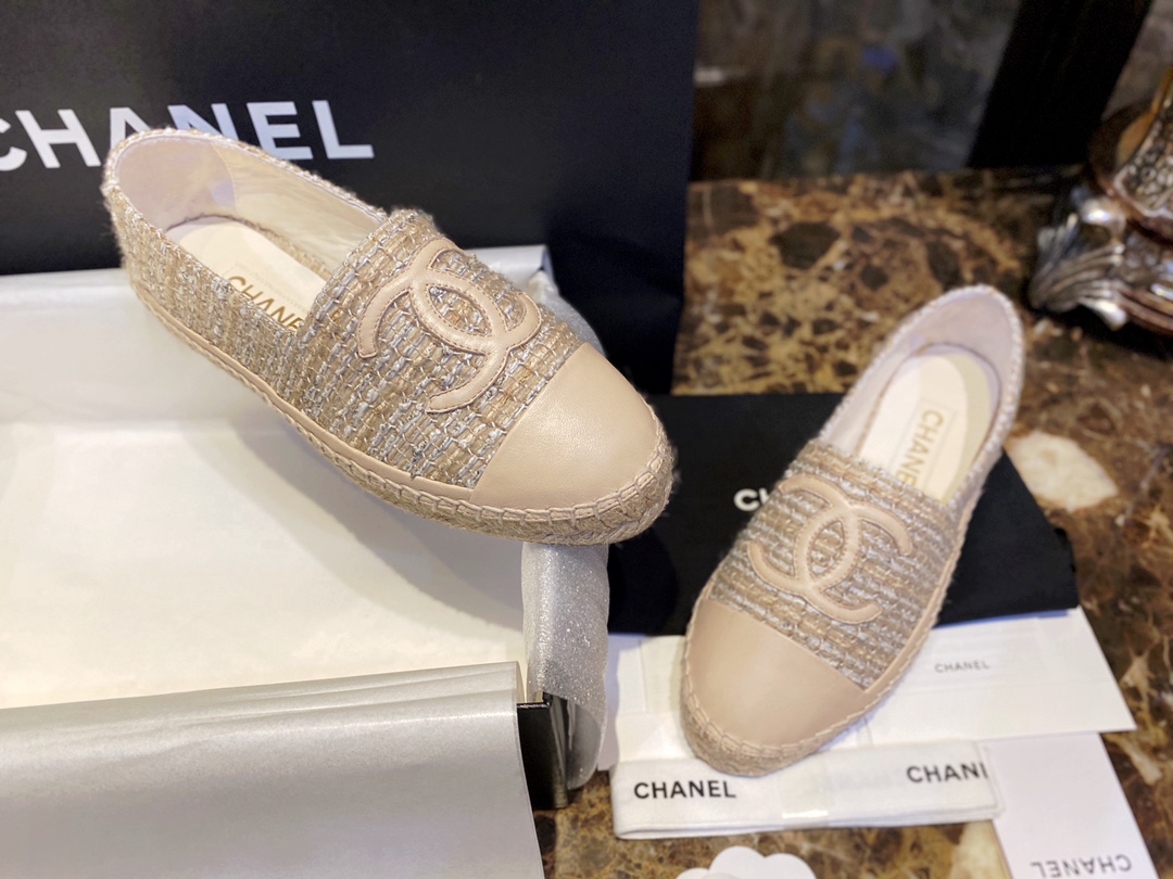 Chanel Buttery Apricot Bliss: Woven Espadrilles Shoes