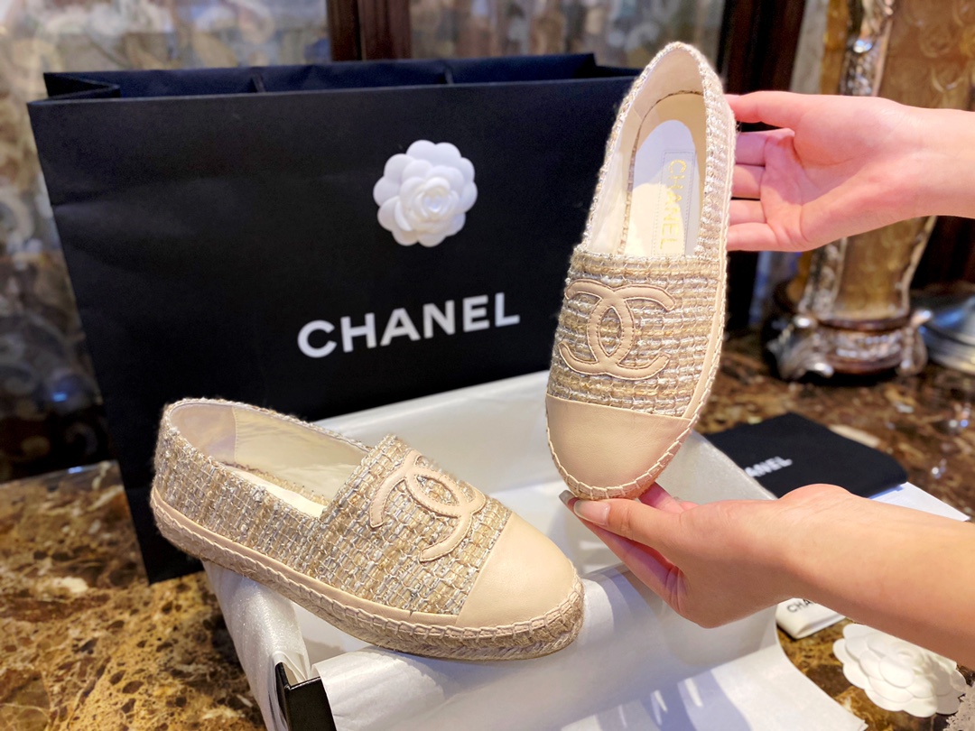 Chanel Buttery Apricot Bliss: Woven Espadrilles Shoes