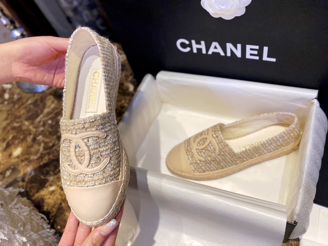 Chanel Buttery Apricot Bliss: Woven Espadrilles Shoes