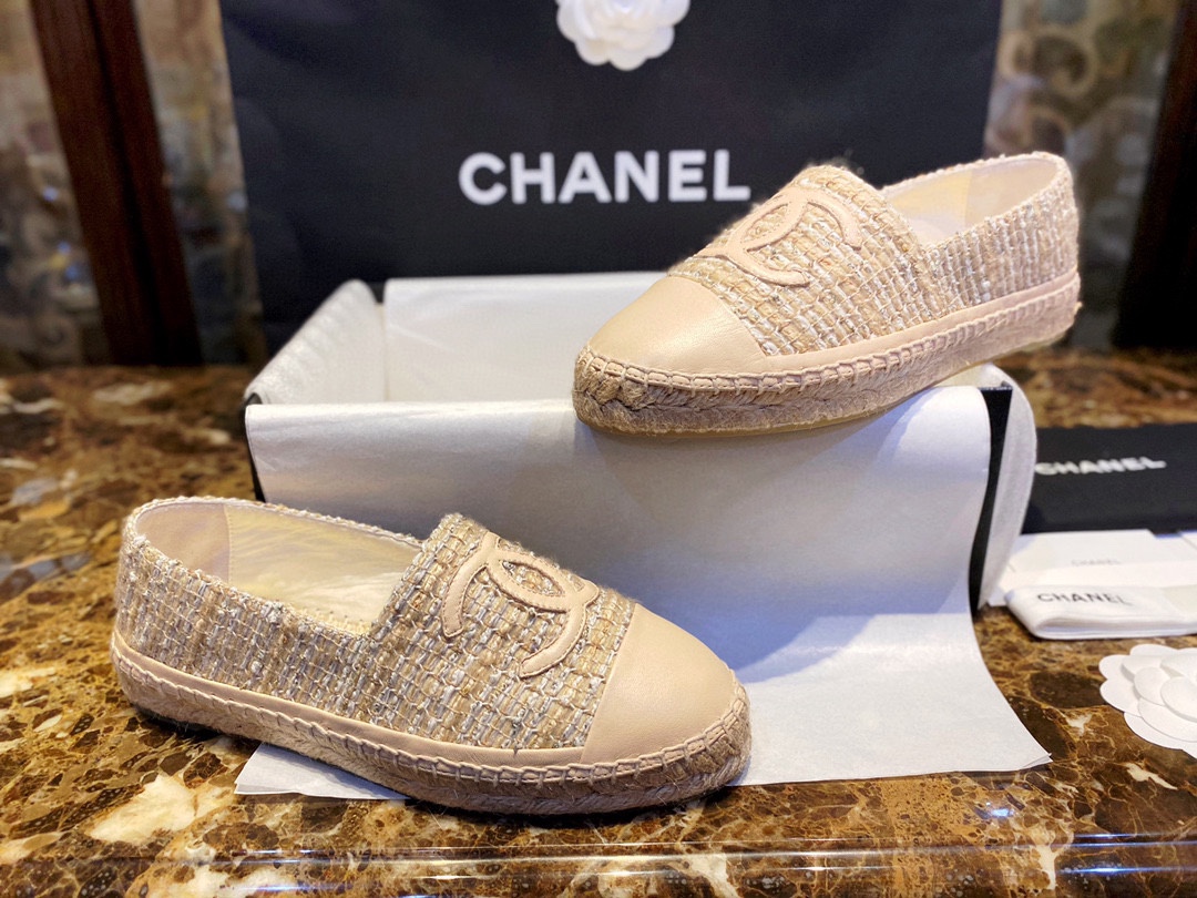 Chanel Buttery Apricot Bliss: Woven Espadrilles Shoes