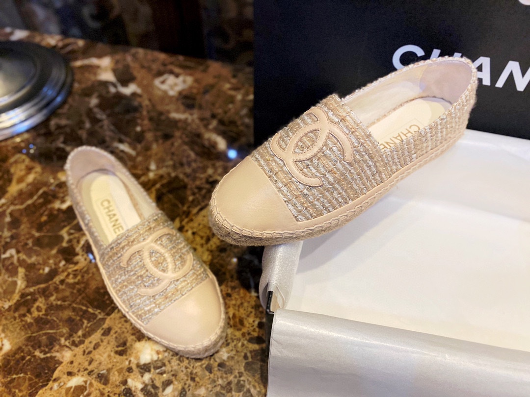 Chanel Buttery Apricot Bliss: Woven Espadrilles Shoes