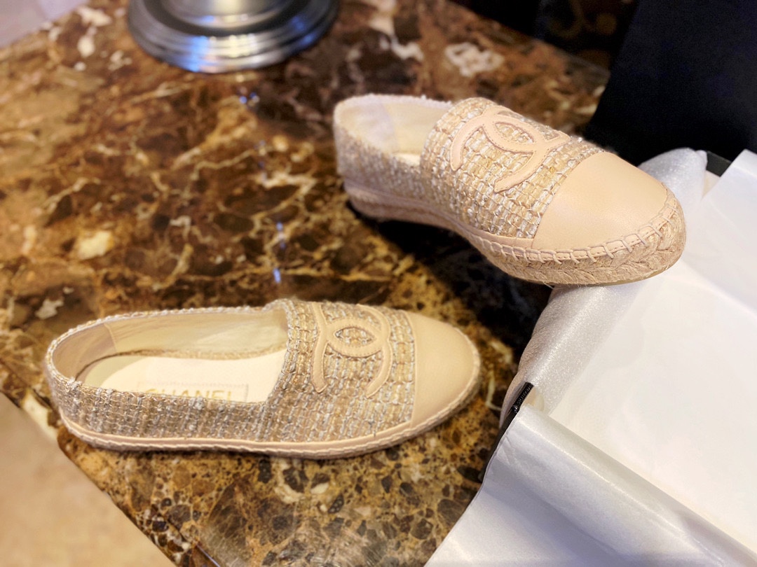 Chanel Buttery Apricot Bliss: Woven Espadrilles Shoes