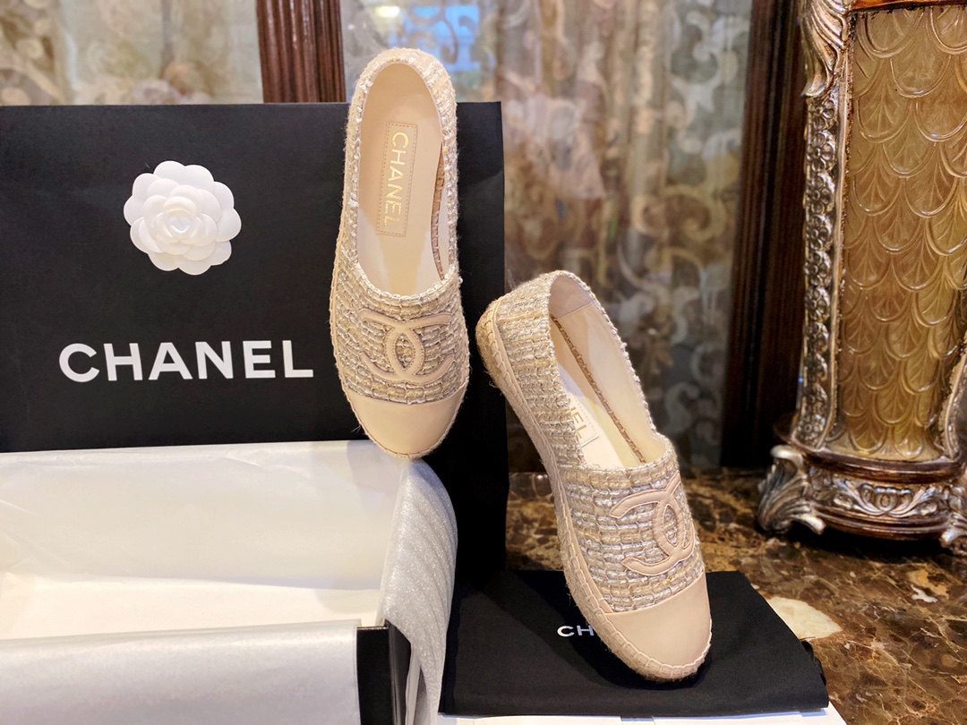 Chanel Buttery Apricot Bliss: Woven Espadrilles Shoes