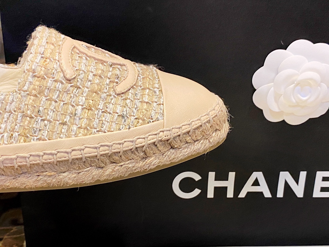 Chanel Buttery Apricot Bliss: Woven Espadrilles Shoes