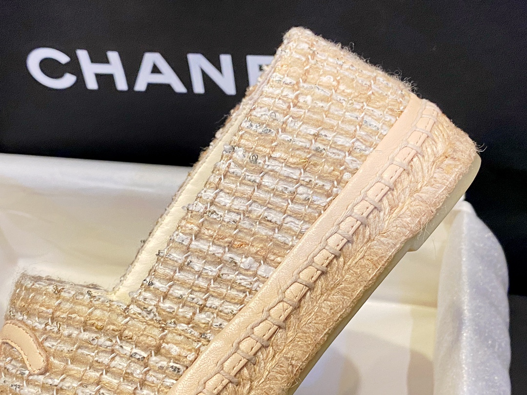 Chanel Buttery Apricot Bliss: Woven Espadrilles Shoes