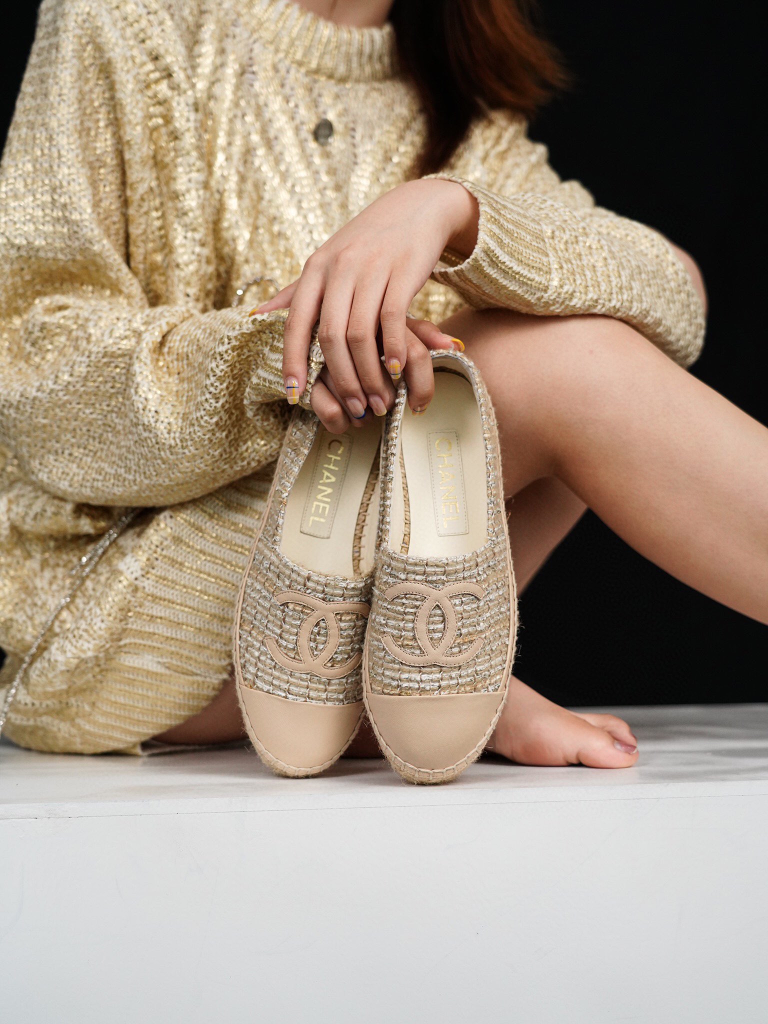 Chanel Buttery Apricot Bliss: Woven Espadrilles Shoes