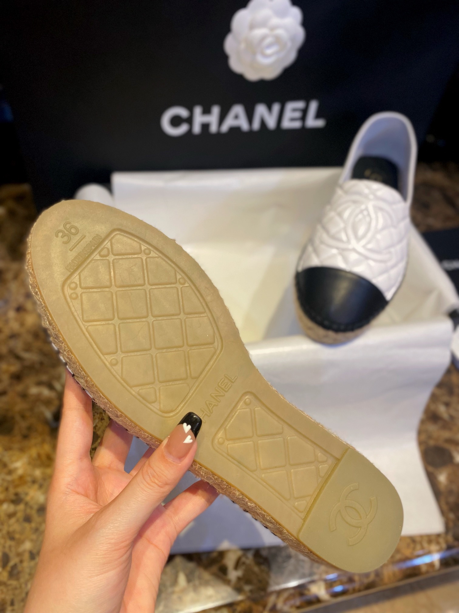 Chanel Diamond White Sheepskin Espadrilles Shoes